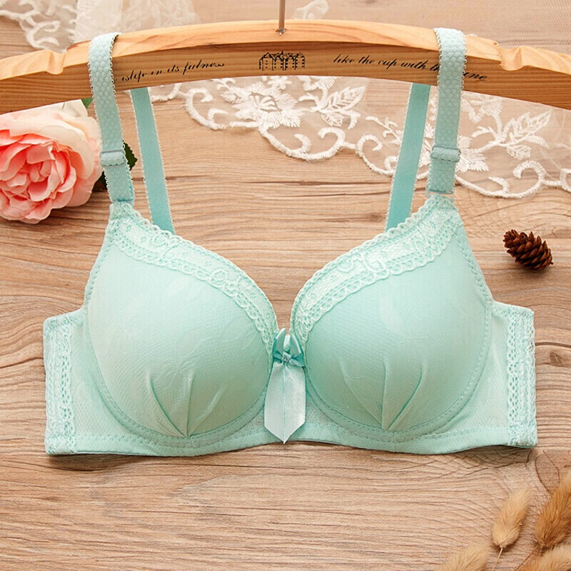 日系学生内衣文胸可爱蕾丝边胸罩薄款模杯软钢圈少女文胸大学生时尚