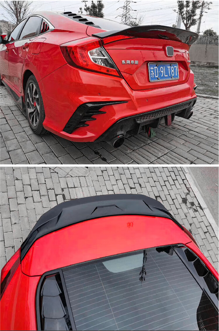 适用于1620款十代思域尾翼改装r款免打孔尾翼大鸭尾翼运动跑车翼大压