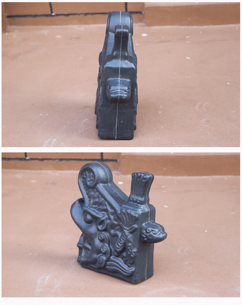 正吻四合院古建树脂中式屋檐吞脊兽塑料仿古一体瓦屋脊兽鸱吻龙头 深