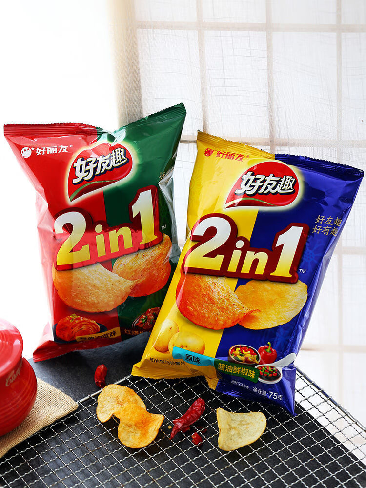 1月产整箱好丽友好友趣83克125克好有趣薯片冲击夜宵休闲零食83克混合