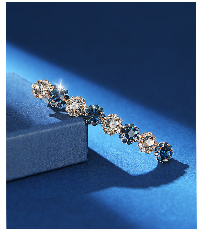 张太太优雅水钻发夹女轻奢边夹一字夹刘海夹子发饰弹簧夹发卡头饰品主