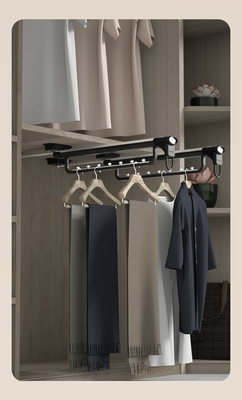 【现货速发】衣柜挂衣杆顶装伸缩挂衣架 卡贝衣柜内挂衣杆衣橱柜顶装