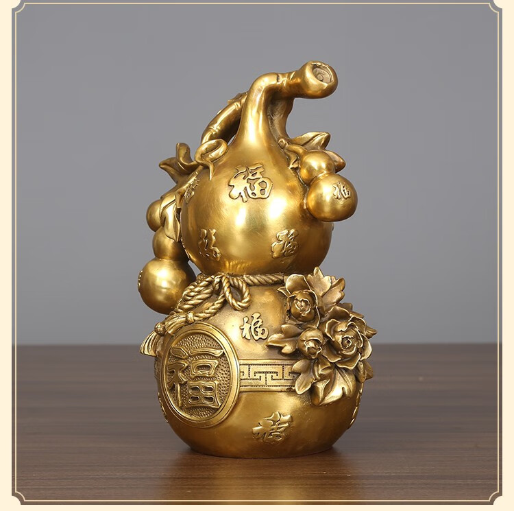 铜欣祥多子福葫芦纯铜葫芦摆件客厅办公室家居工艺品乔迁开业礼品