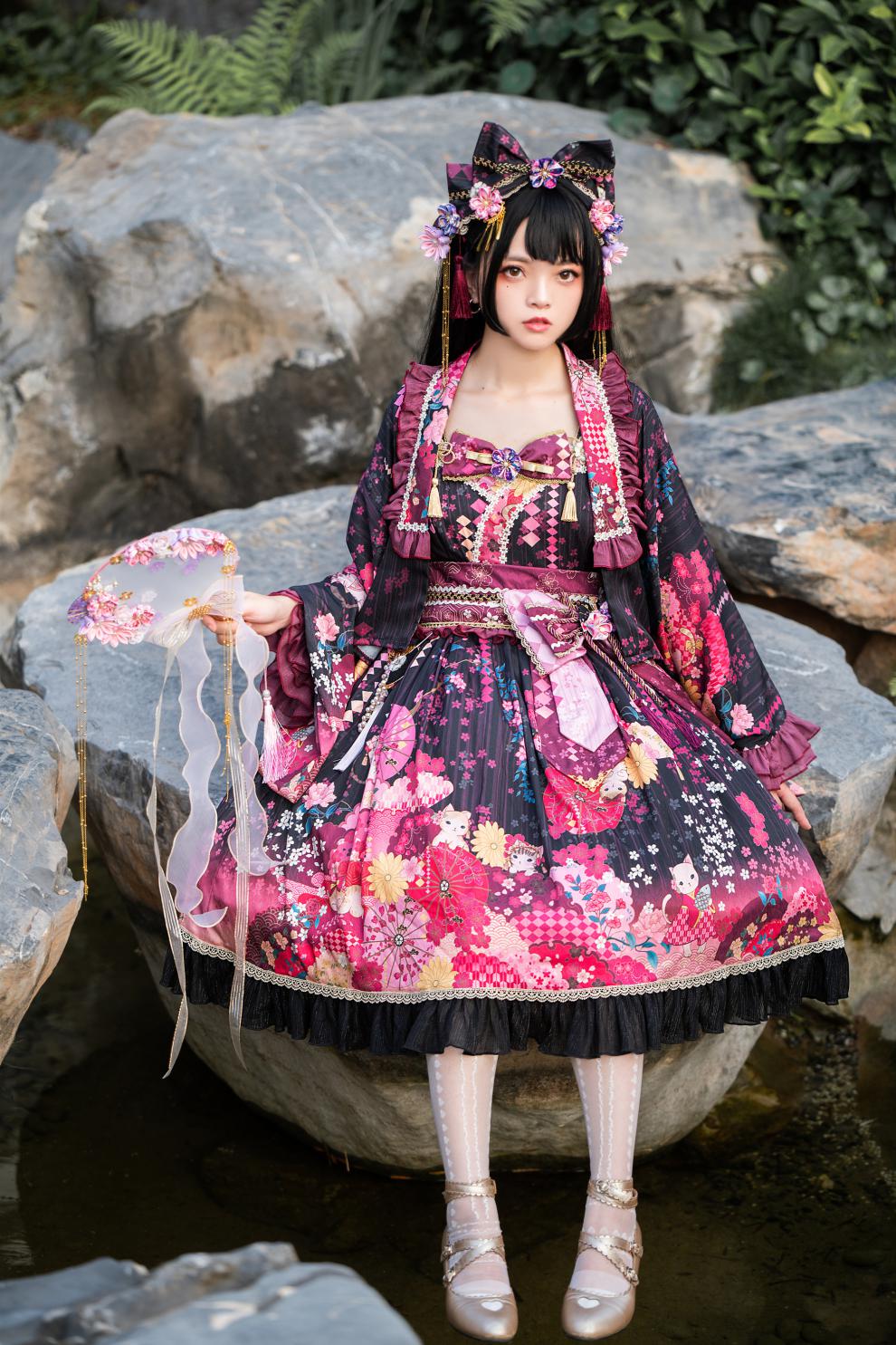 洛丽塔和风现货当天发fs全款 正腰款落樱猫屿lolita和风jsk羽织内搭