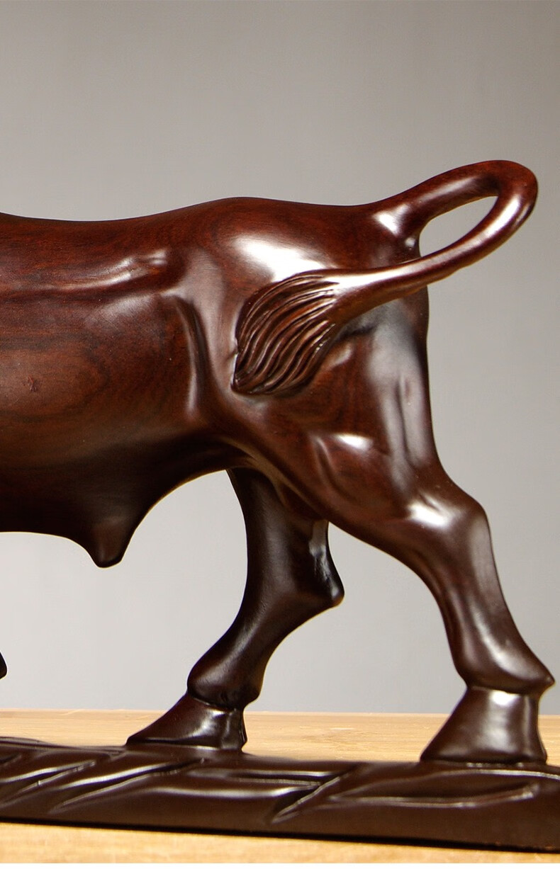 善逸木雕牛摆件牛气冲天十二生肖牛木制雕刻牛家居玄关总经理办公室