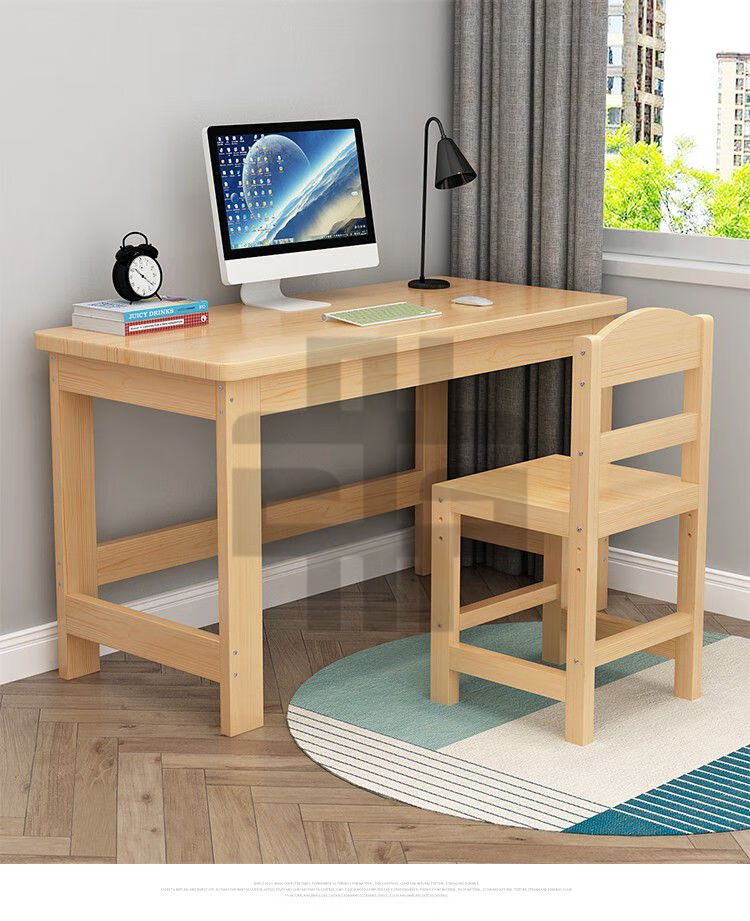 雄卓学习桌中小学生实木书桌家用卧室写字桌椅套装课桌作业桌60长40宽