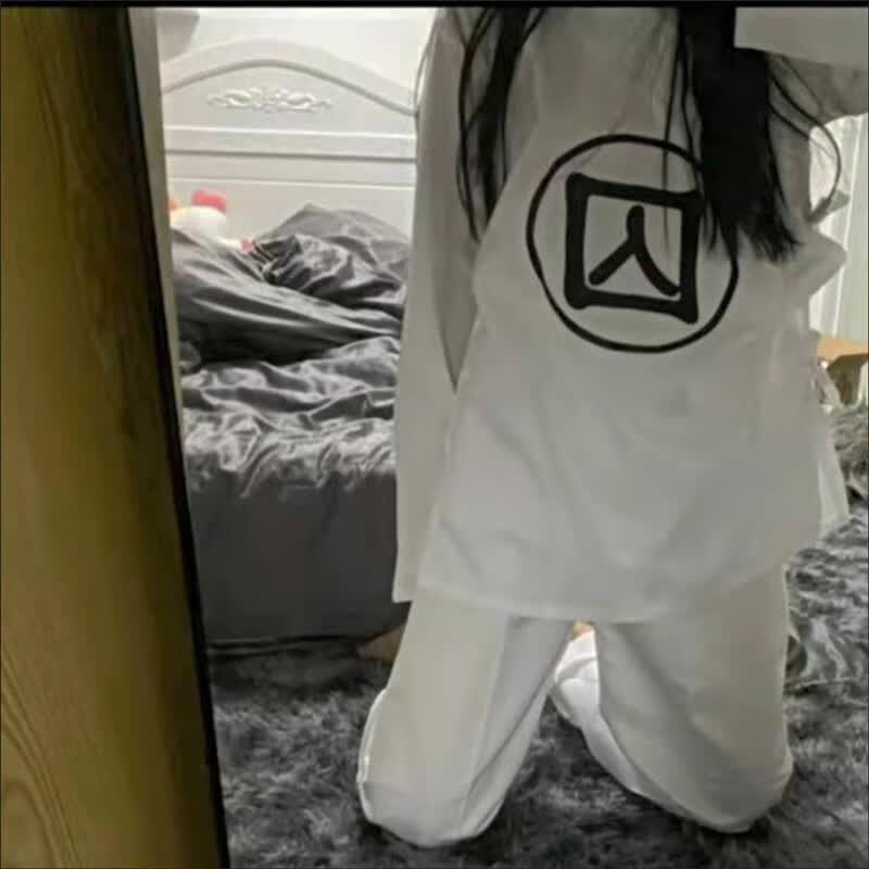 轩予囚犯衣 古代汉服睡衣男唐宋明清朝装监狱服装交领白色中衣中裤