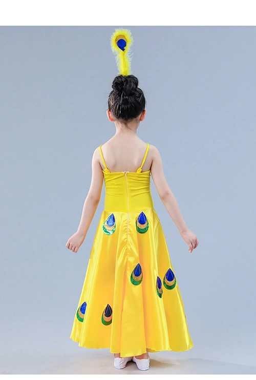 矢向孔雀公主裙子儿童傣族舞蹈服女童表演服装新款幼儿少儿民族傣族