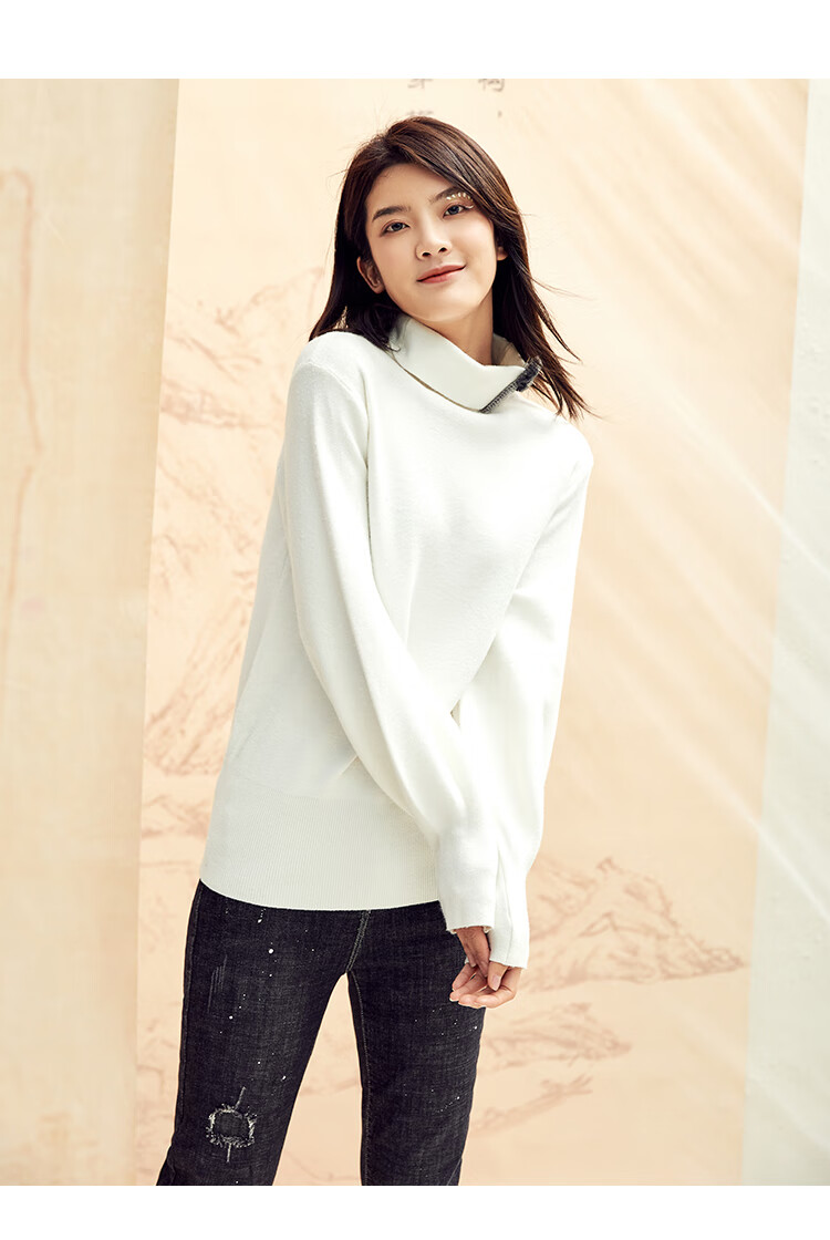 famecoco范可儿半高领内搭毛衣秋冬套头打底衫针织上衣f188db018 杏色