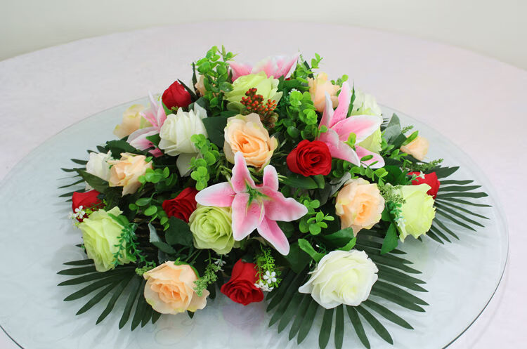 自营官方店酒店圆形餐台装饰花大圆桌中间摆花餐桌花台花仿真花餐厅假