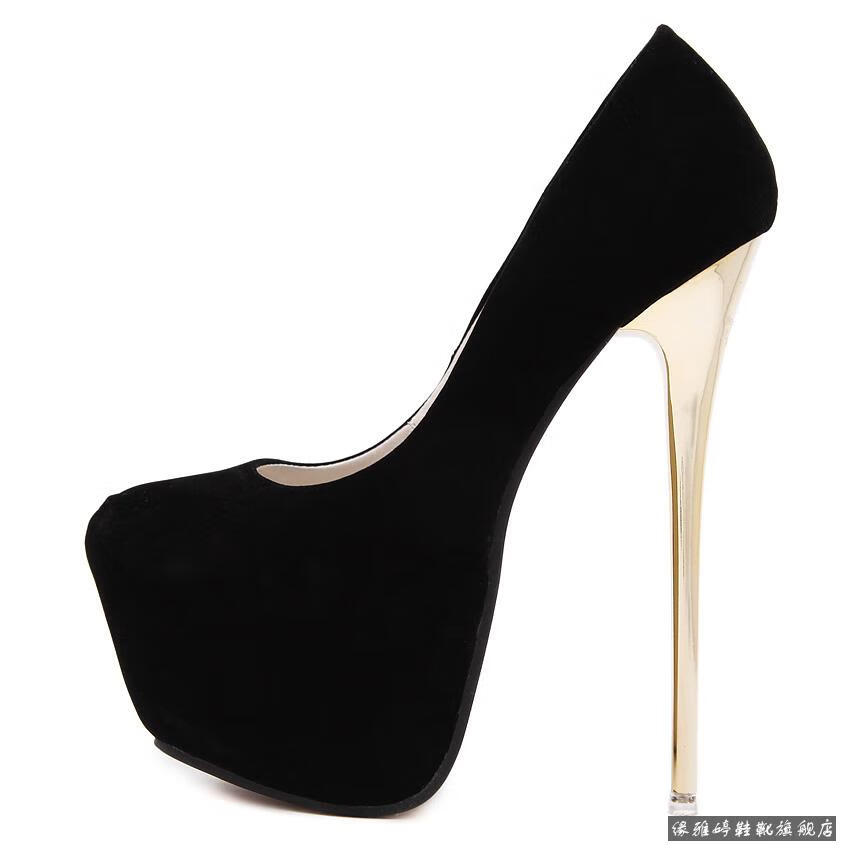 20厘米恨天高高跟鞋20cm新上市19细跟性感夜店绒面超高跟单鞋16/18