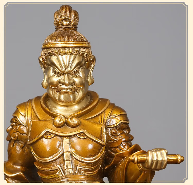 辉客映上纯铜铜像摆件佛教护法神家居装饰品北方多闻天王
