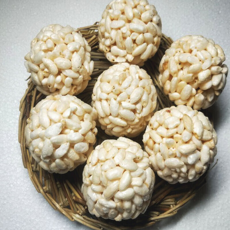 传统老式爆米花大米花球米花团呼啦球米泡球形爆米花怀旧食品【图片