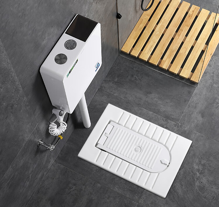 小牧蹲便器带盖板蹲便器一体翻盖式隐藏形蹲厕所有加盖蹲坑式便池家用