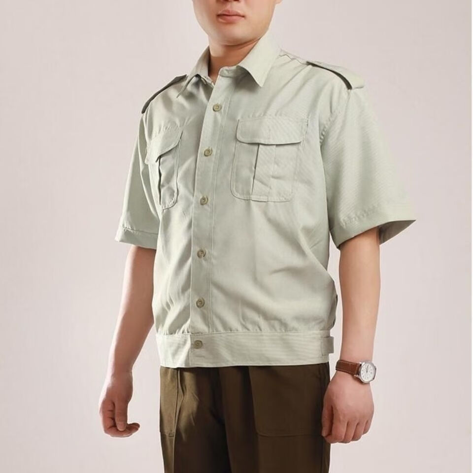 添光军旅风衬衫男式长袖衬衣99斜纹衬衣细条纹长袖半袖工作速干凉爽