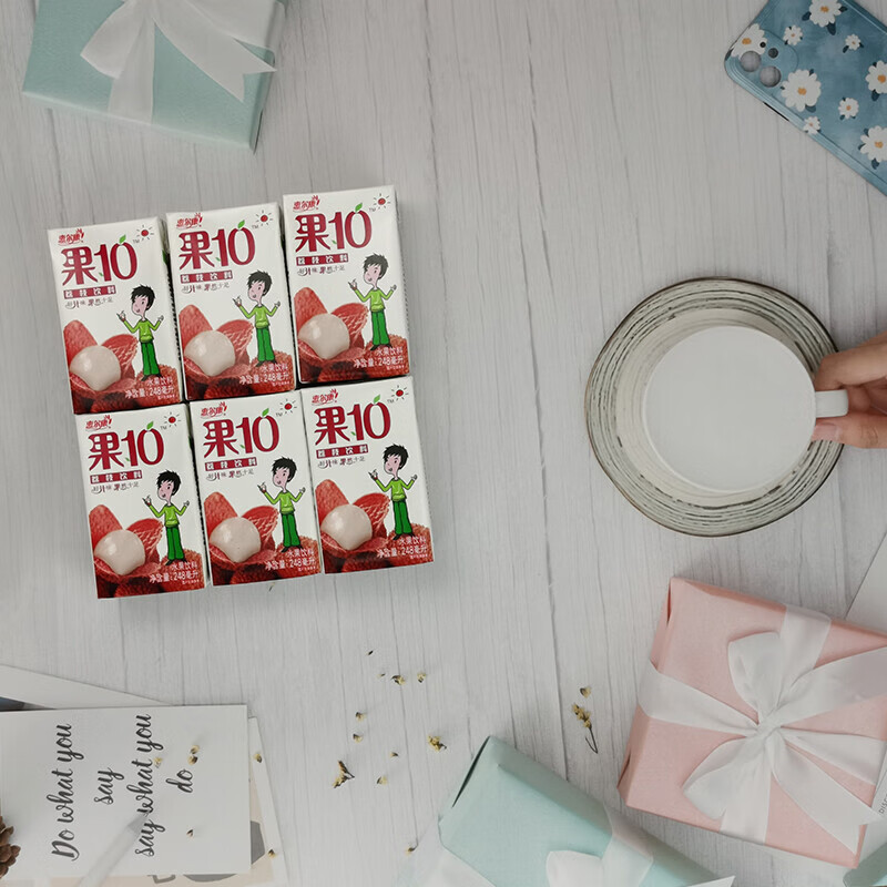 惠尔康果10水果饮料荔枝苹果水蜜桃冰糖雪梨248ml9盒果汁248ml四种