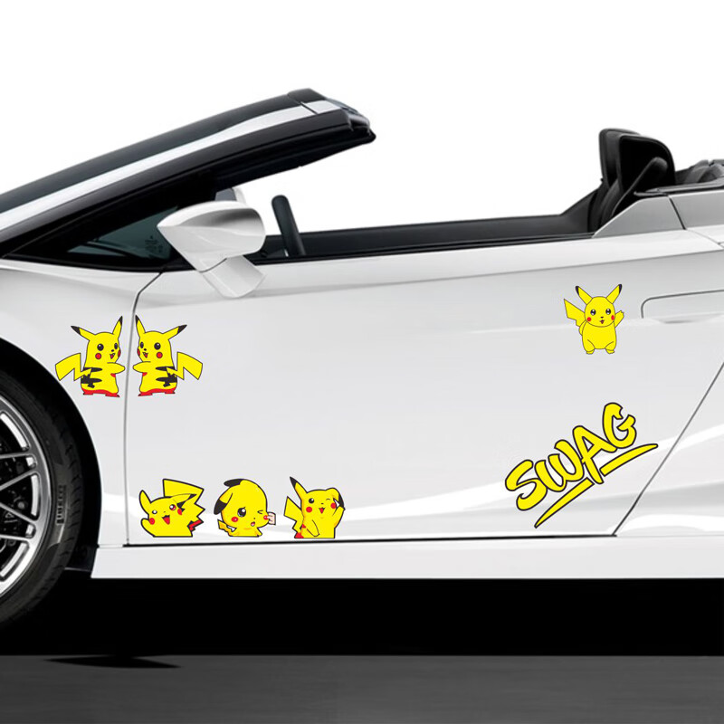 皮卡丘车贴卡通小号电动摩托车可爱创意装饰汽车划痕遮挡头盔贴纸