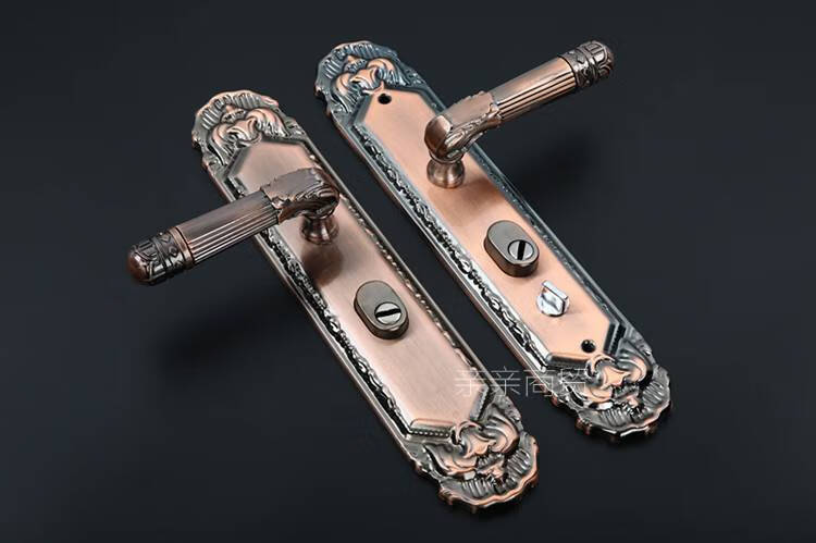 进户门锁锁具室内门防盗门锁红古铜色大门锁面板把手双开门拉手面板进