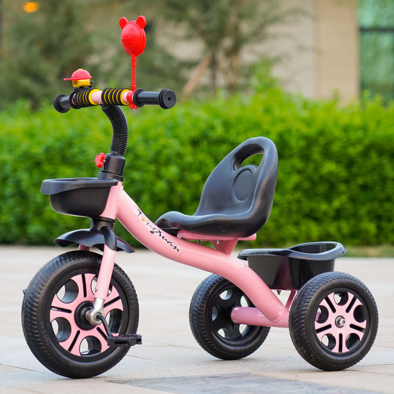 儿童三轮车婴幼儿脚踏车宝宝手推车单车自行车1-3-5岁童车自行车 粉色
