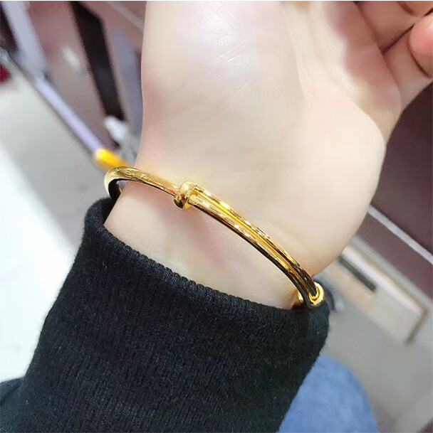 宫之瑄 黄金手镯实心推拉款光面足金999足金镯子妈妈款母节送长辈传承