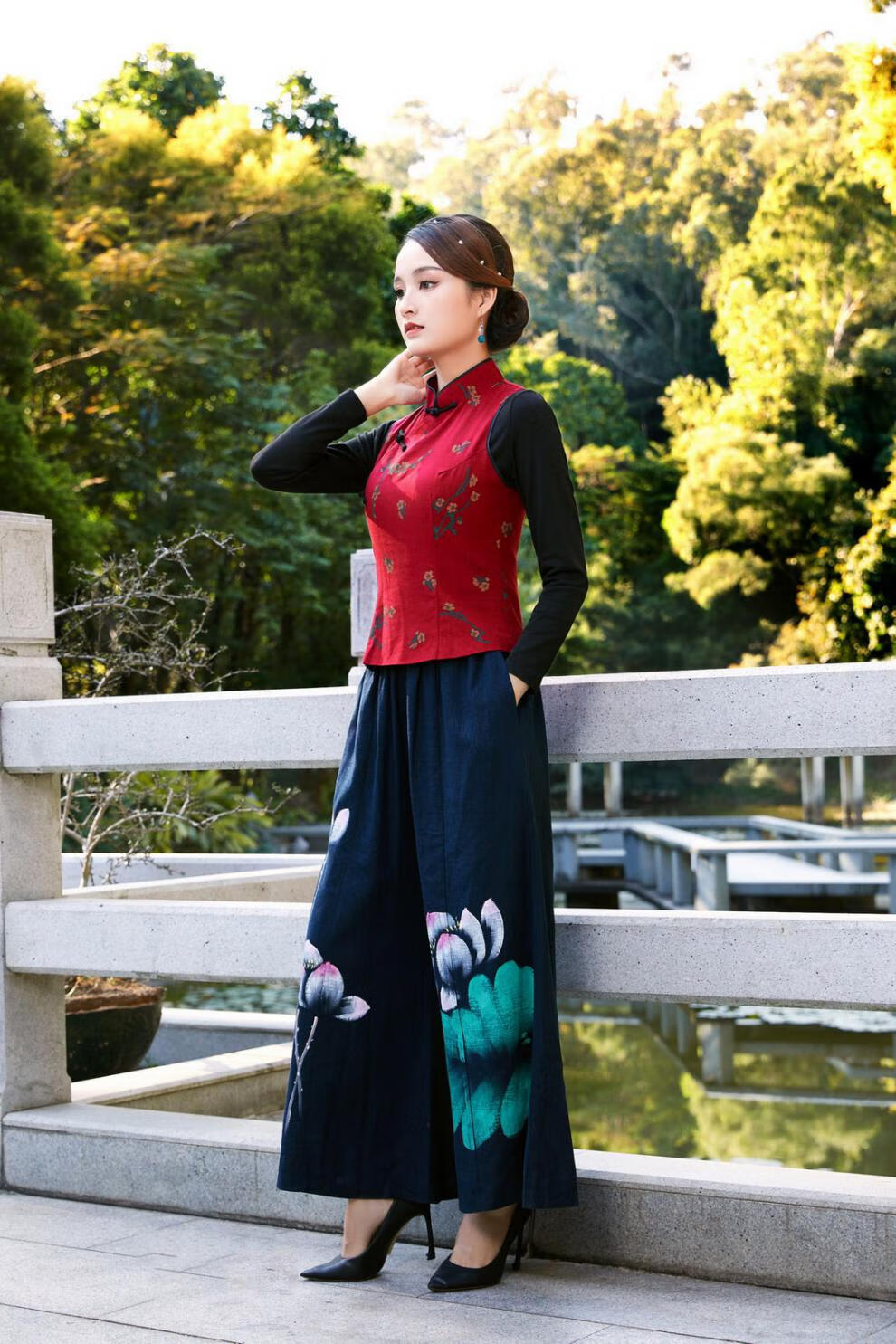 唐装旗袍女装唐装马甲背心古风汉服复古上衣短款中国风装苏梅红马甲s