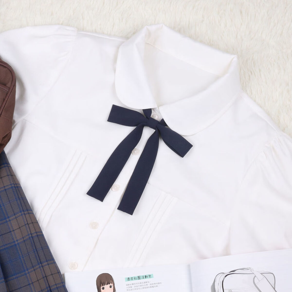 领结女jk纯色系长柄领结女学生制服衬衫领花酒红藏青手作细长柄灰蓝色