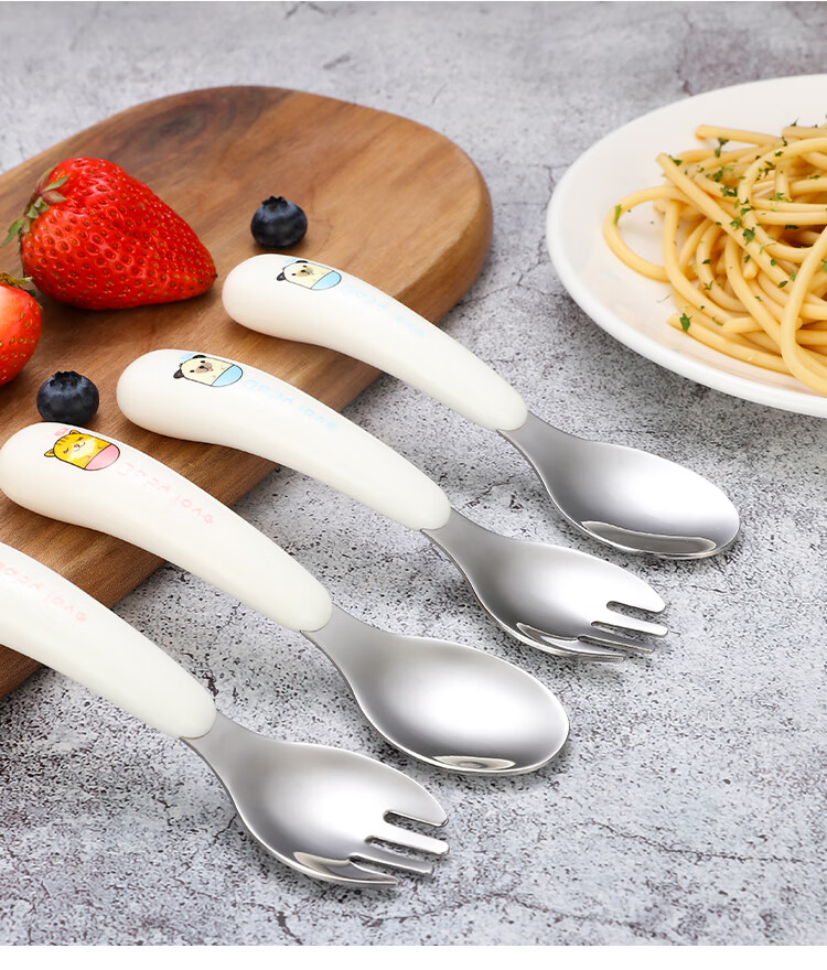 儿童水果叉不锈钢儿童叉子宝宝水果叉套装安不伤嘴创意可爱水果签果插