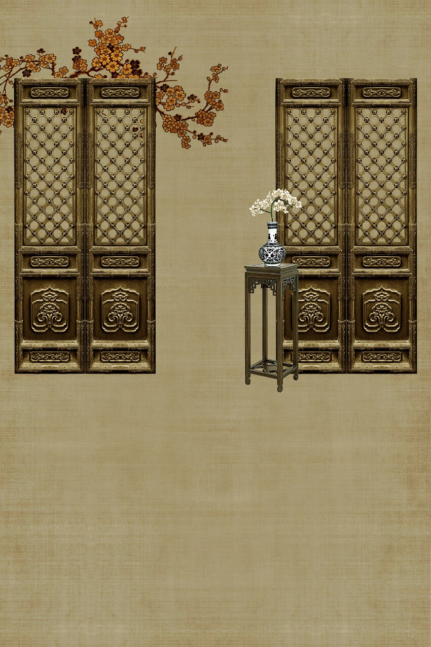 新款古装拍摄背景布直播背景复古风影楼拍摄背景布古装主播中国风工笔