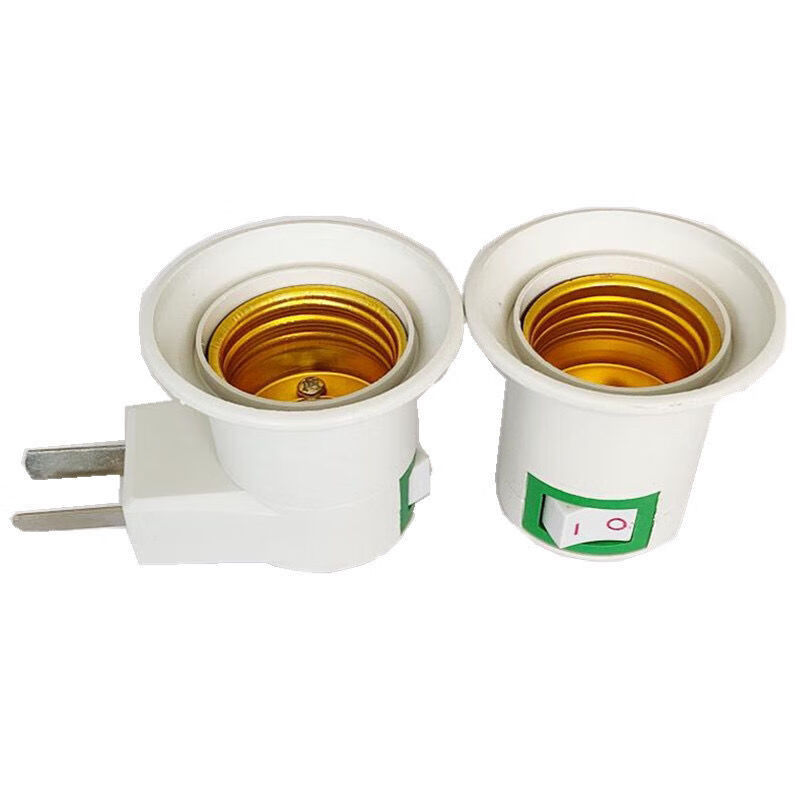 带插头螺口塘强家用带开关明装e27螺旋灯头底座灯口高品质圆灯座1个装