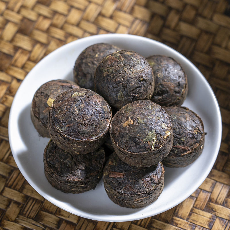 糯米香普洱茶小沱茶饼云南熟茶小坨小粒装糯香黑茶叶罐装500克无