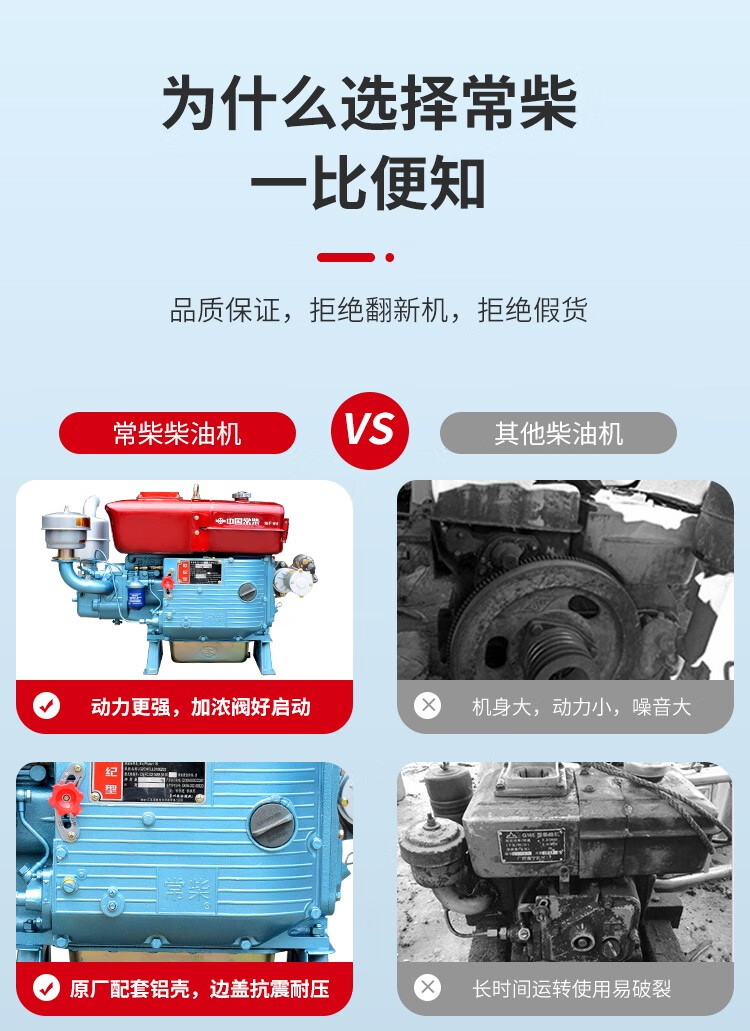 常柴单缸柴油机小型水冷8匹121828马力手摇电启动发动机常柴柴油机戴