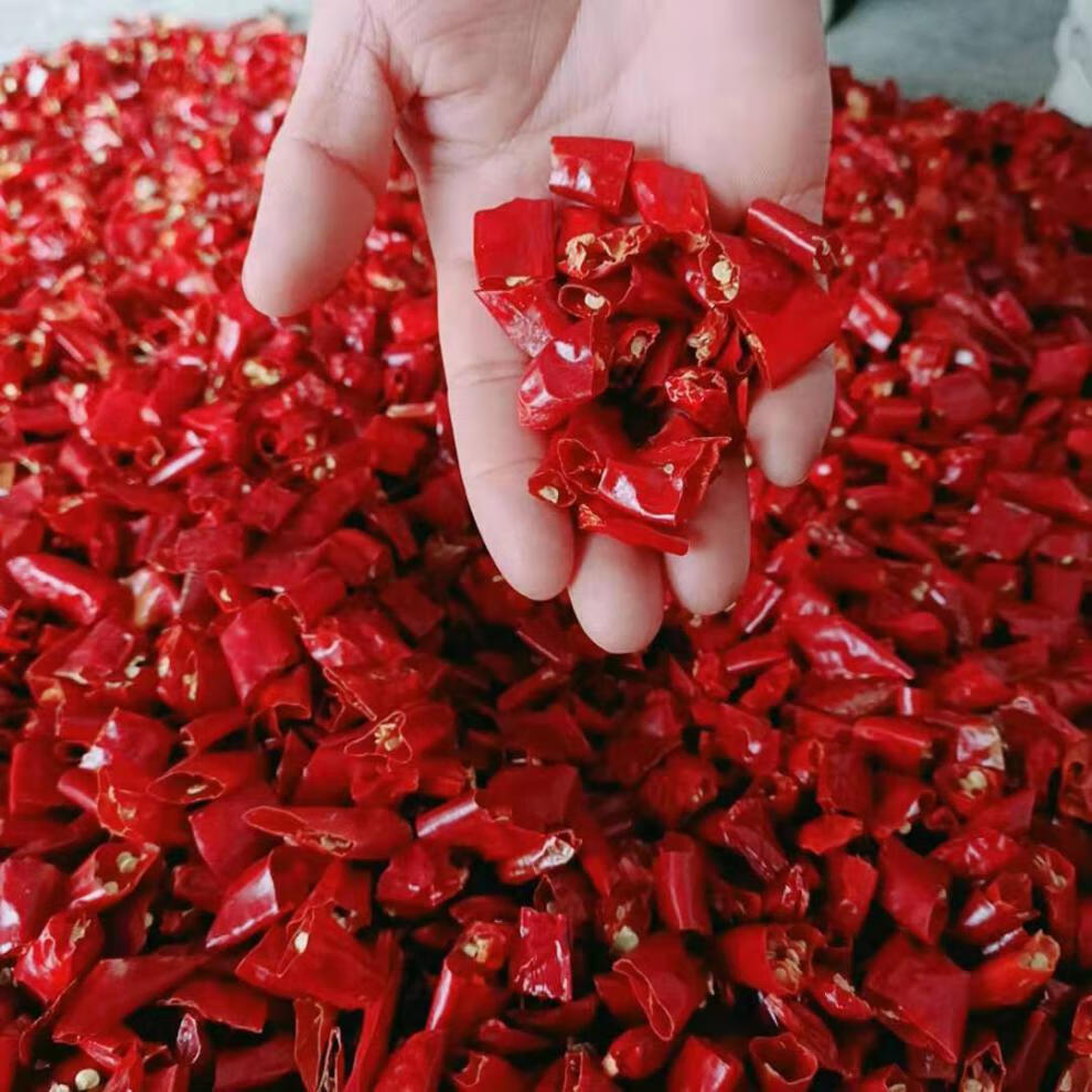 干辣椒段无辣椒段去籽辣椒节中辣微辣朝天椒辣椒面餐饮 中辣中粉 500g