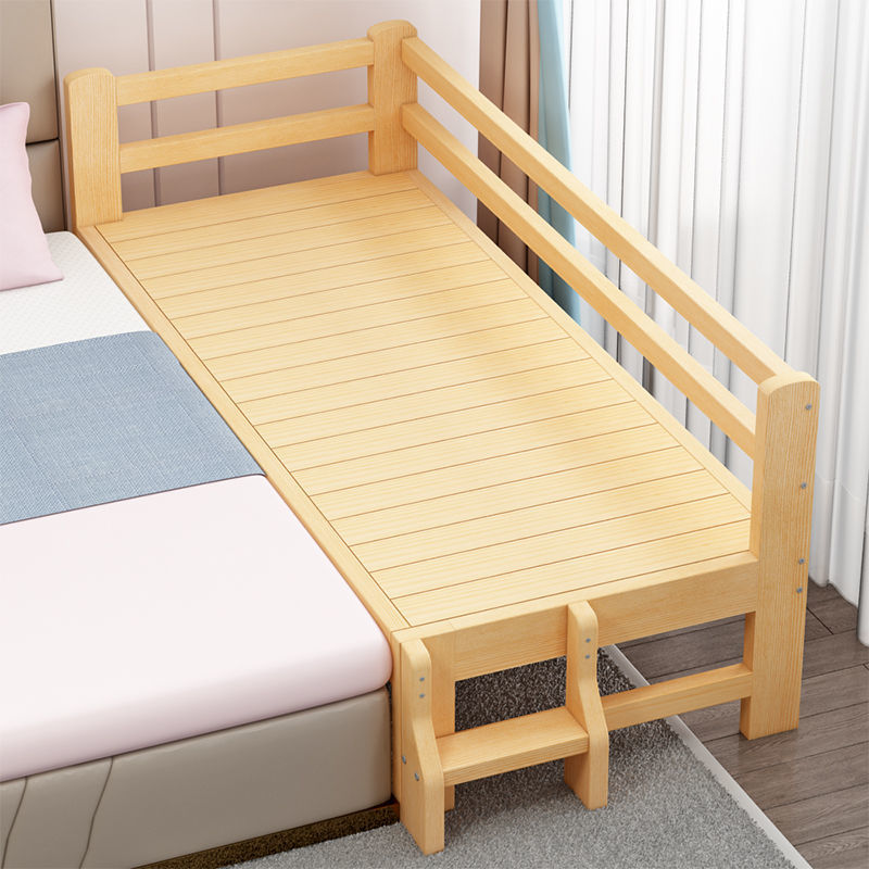 新夯线拼接床加宽床边实木单人儿童床带护栏宝宝床边床拼床婴儿拼接大
