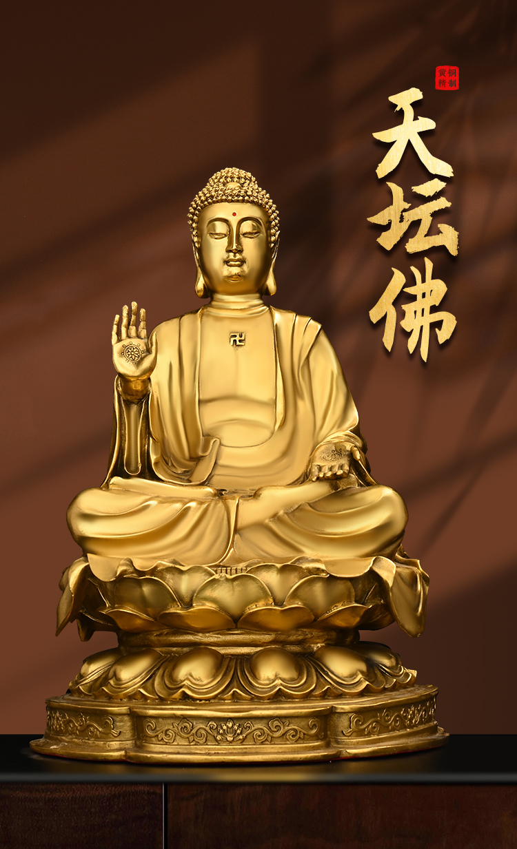 如来天坛佛像摆件坐莲花药师佛大日如来释迦摩尼阿弥陀佛小号高20厘米