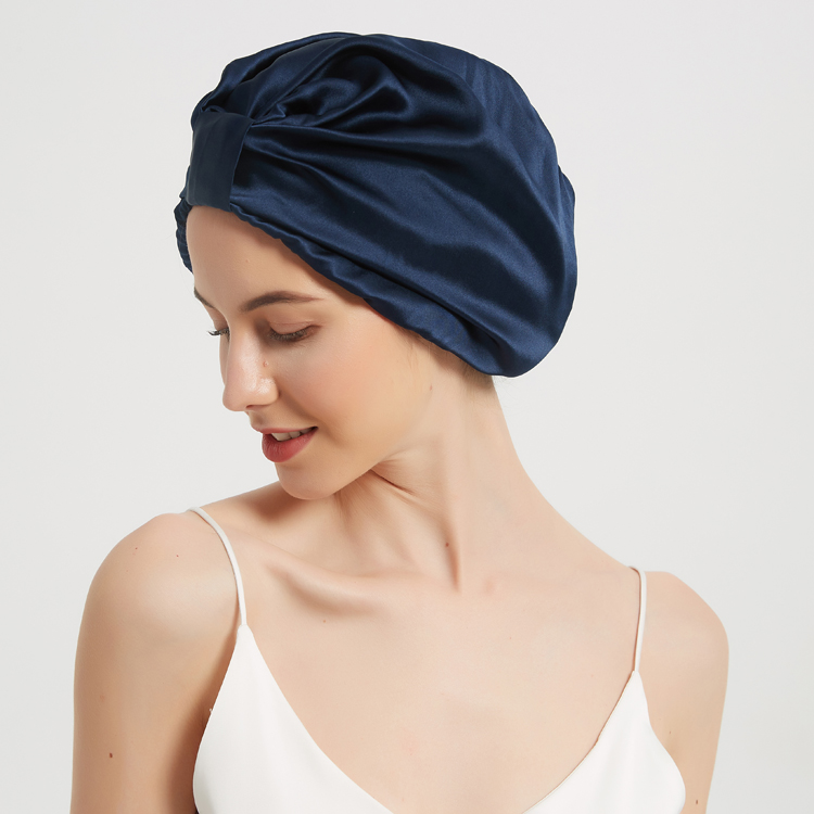 产妇月子帽新款丝绸素绉缎真丝睡帽女桑蚕丝月子产妇居家护发松紧包头