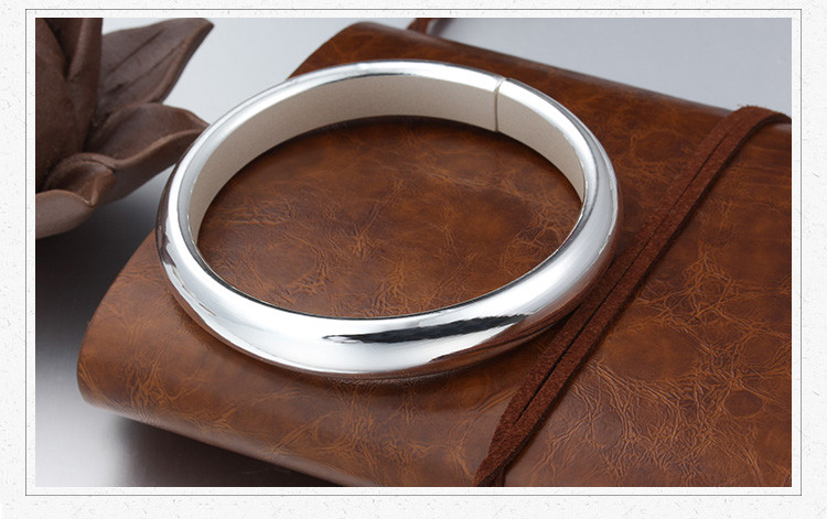 【末言雨】s999足银手工定制银手镯男女银实心情侣泥鳅背银镯刻字七夕