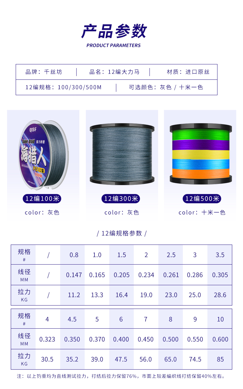 主线拉力路亚线8编钓鱼线过胶9编pe线 12编100米【绿色 吸塑包装】 3