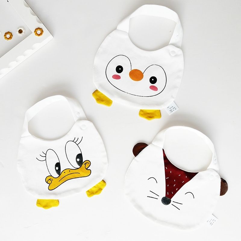 迪士尼商场同款夏季上新婴儿口水巾卡通萌宠动物立体宝宝围嘴纯棉儿童