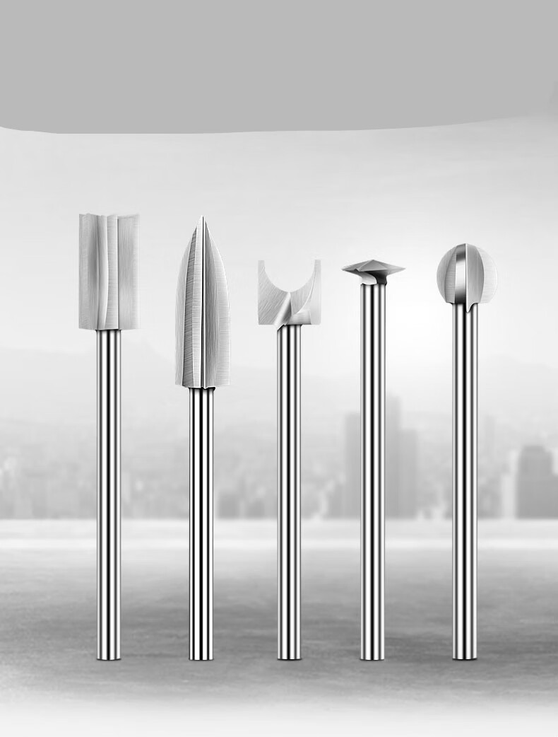 电动白钢雕刻刀头三刃尖刀核雕橄榄木雕木工套铣刀划线尖头 pws 定珠