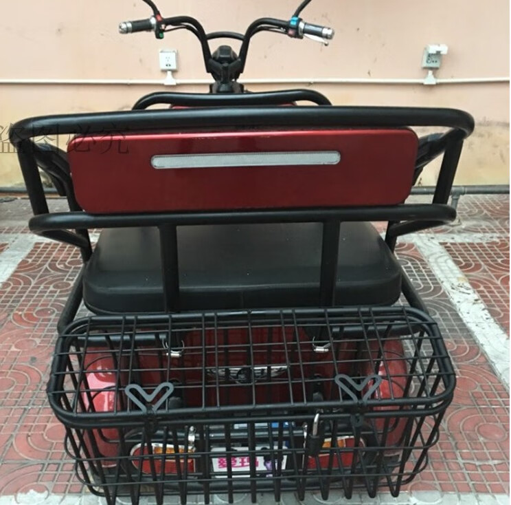 电动三轮车筐老年代步篮子电瓶车后置储物娄加粗带盖后尾大号菜篮车筐