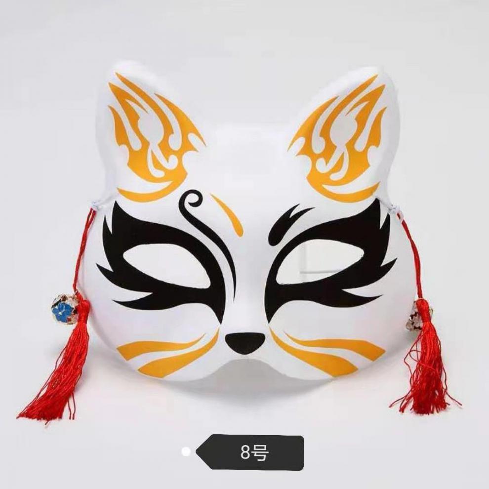 现货直发式彩绘狐狸猫面具半脸古风二次元萤火之森动漫网红万圣节道具