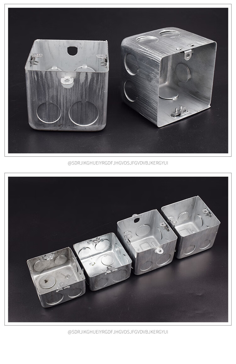 86型金属开关盒铁接线盒暗装铁底盒钢制拉伸盒外耳镀锌铁底盒配件 其