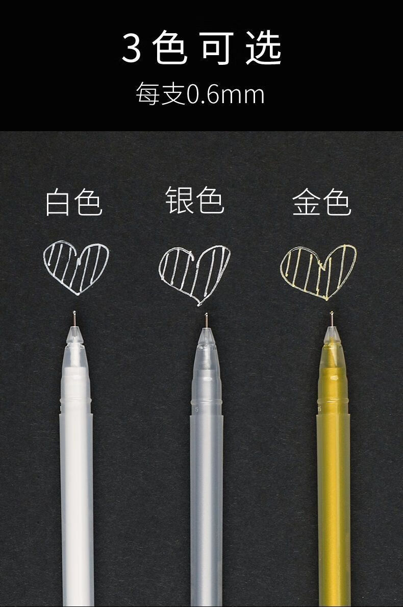 迅宸逸 手绘高光笔珠光绘画美术笔学生专用笔白色素描漫画水彩金色 0.