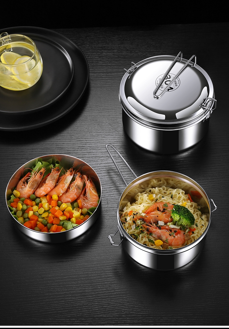 铁饭盒老式加厚圆形饭盒打饭便当盒蒸饭盒学生圆形带盖铁老式食堂打饭