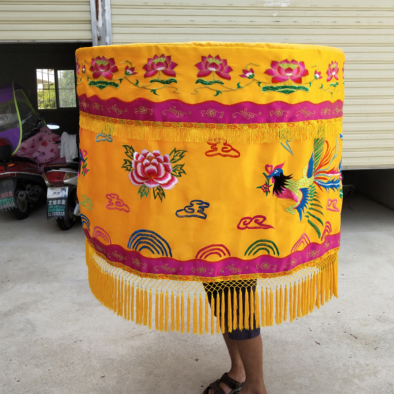 凤宝盖宝顶佛教用品法会华盖黄罗伞刺绣花潮绣精品黄龙伞横幅桌围 直