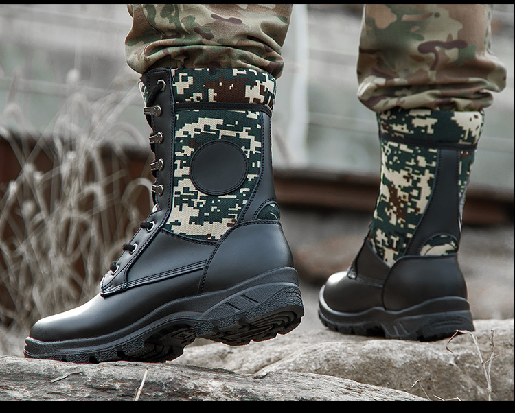 艾漫记 作战靴男轻火箭兵军训练靴子迷彩头层牛皮陆战靴男户外防滑士