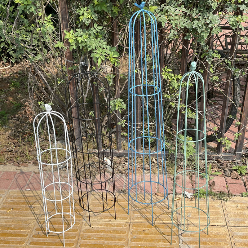 铁艺花柱攀爬架铁线莲架子绿萝月季花架盆栽爬藤架鸟笼造型支架杆
