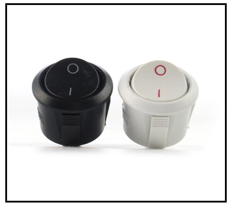 圆形电源开关圆型按钮开船型开关两脚两档家电器开关台灯具配件白色2
