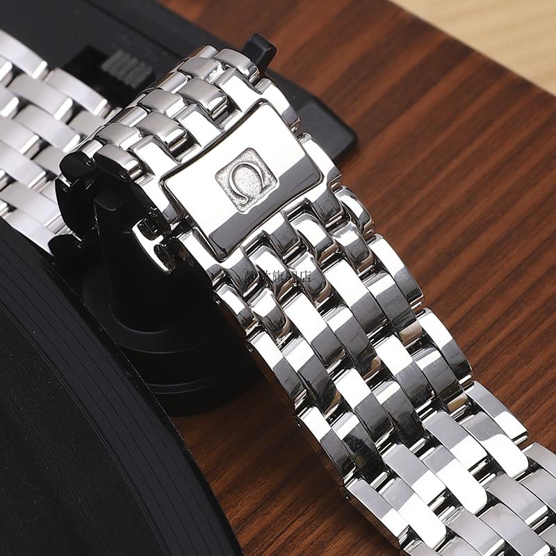 适配欧米茄蝶飞表带钢带欧米茄表带钢带原厂蝶飞系列男女表实心精钢