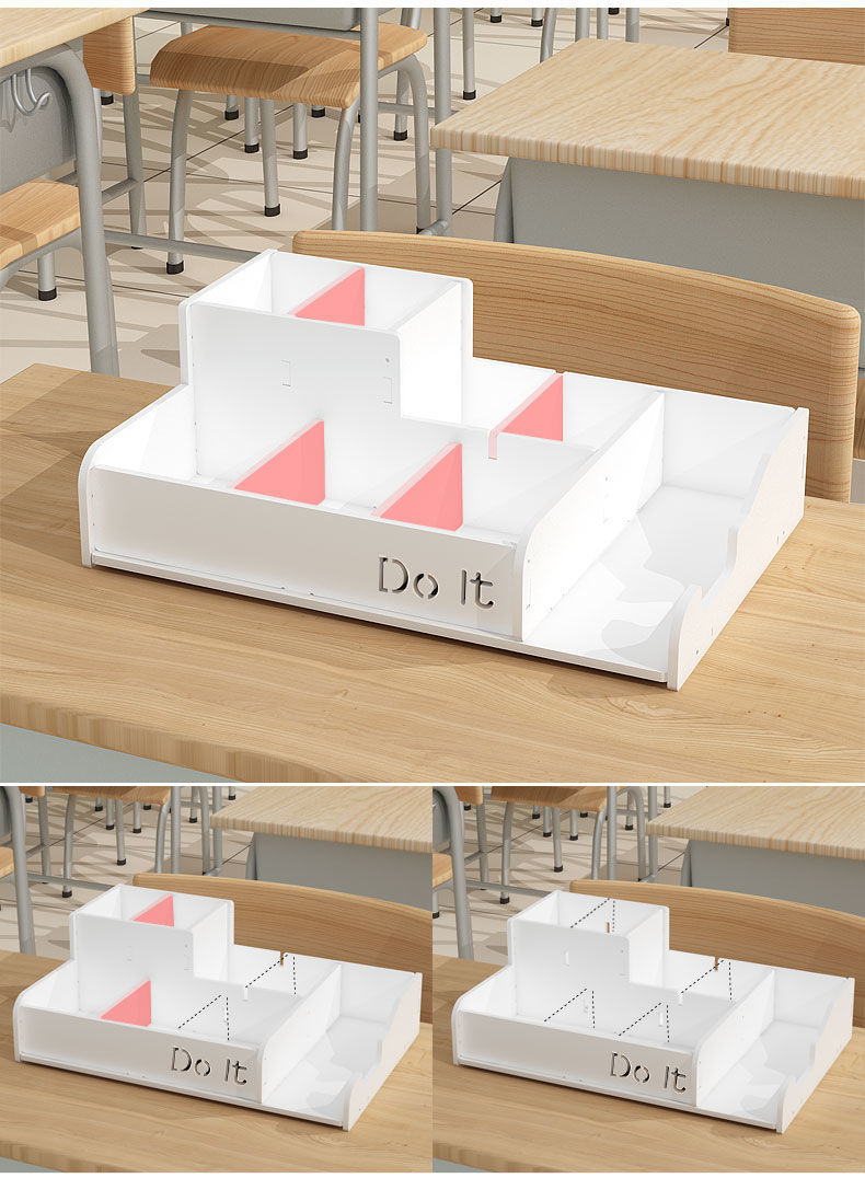 粉笔盒讲台用收纳盒学校教室桌面创意多功能收纳盒班级杂物黑板擦多格